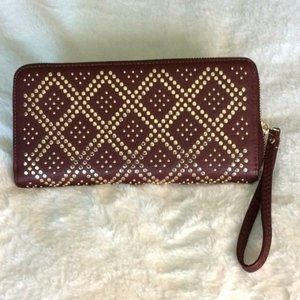 Design Studio Studded Wallet/Clutch Size-@9 1/2”x @5” Color-Wine  NWT